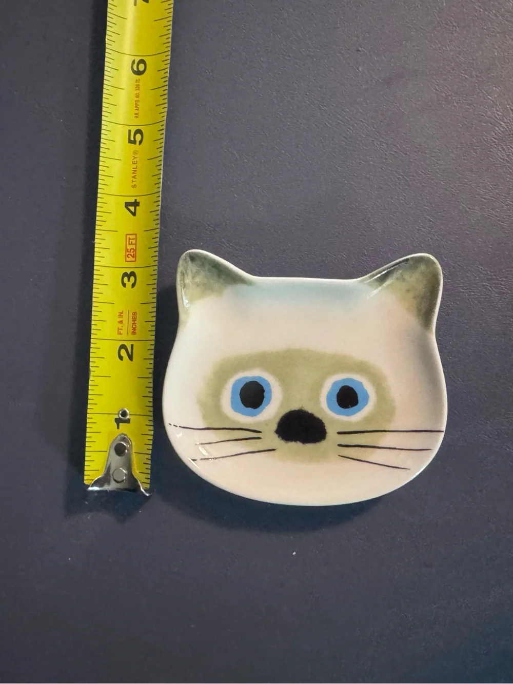 Ecoute! Minette Blue-Eyed Cat Face Ceramic Trinket Dish Ring Holder